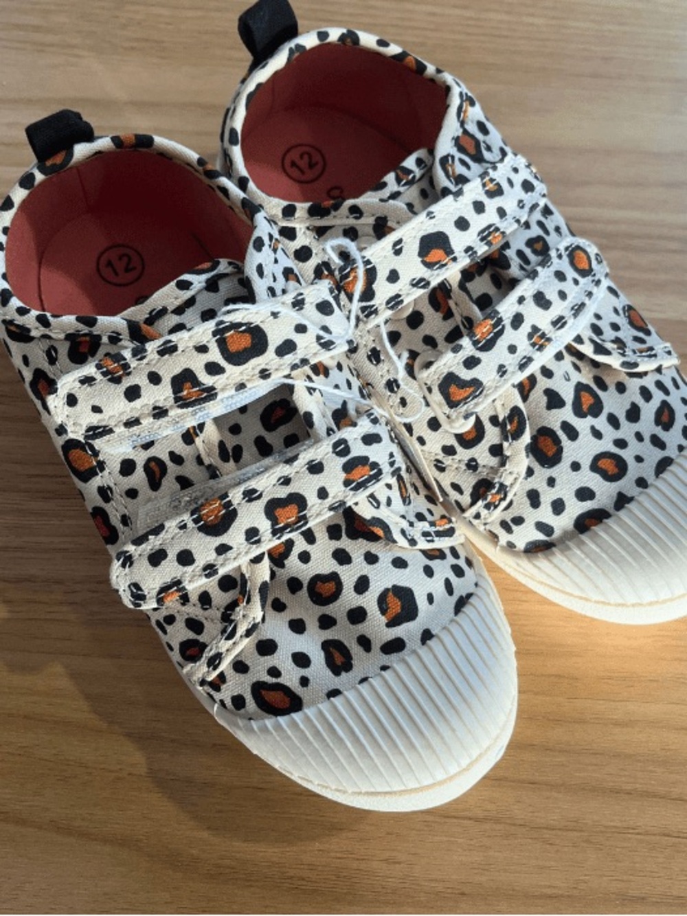 Kids Leopard Print Velcro Sneakers - size 12